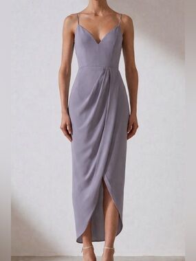 $290 Shona Joy Core Cocktail Draped Satin Dress US Size 6
